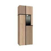 Vetrina CRISS – Legno e metallo – Rovere chiaro e nero – Con LED