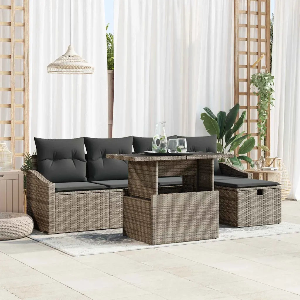 Set Divano da Giardino 6 pcs Grigio polyrattan 3361158
