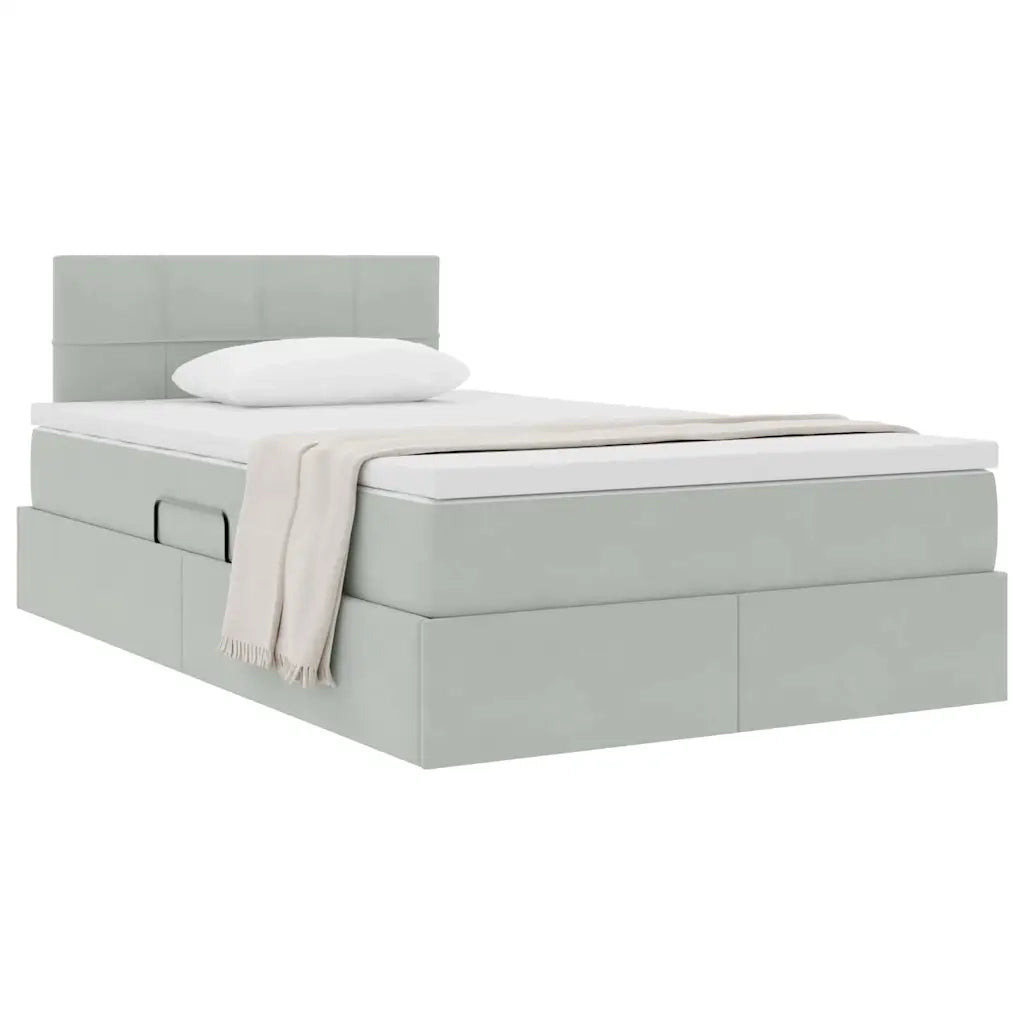 Letto con Contenitore Grigio chiaro 120 x 190 cm Velluto