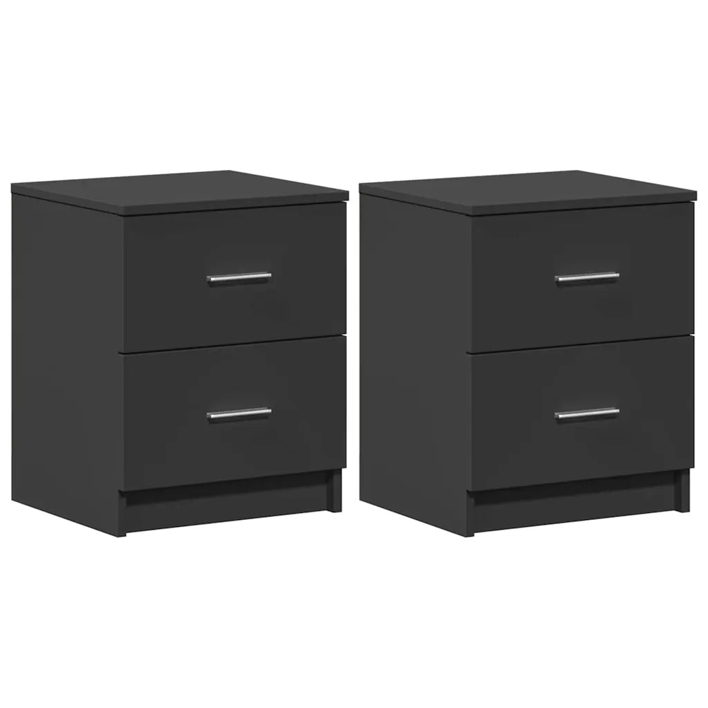 Comodini 2 pz con 2 Cassetti Neri 40x36x50 cm 858788