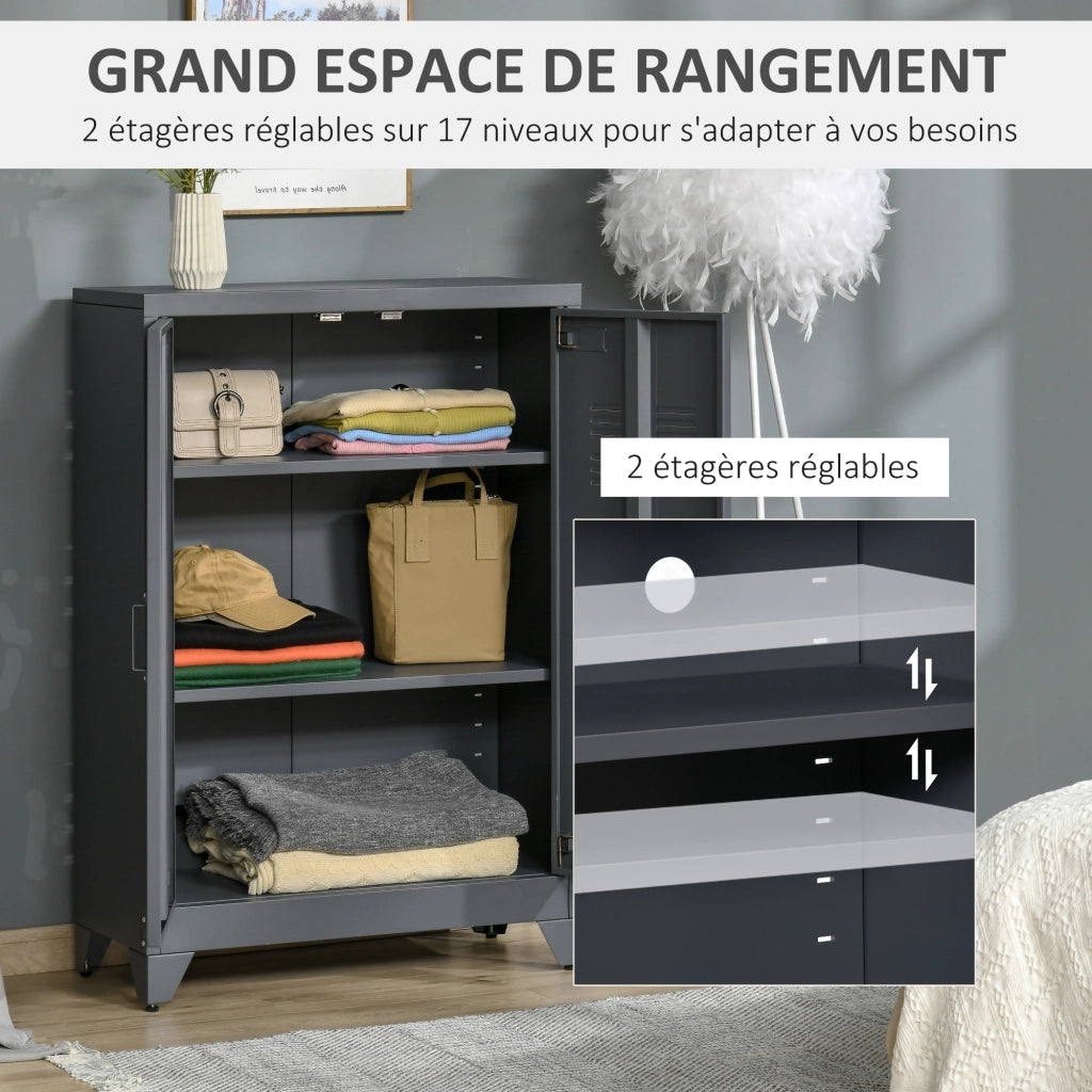 Armadio per ufficio 3 livelli ¨C zephmum ¨C grigio, metallo