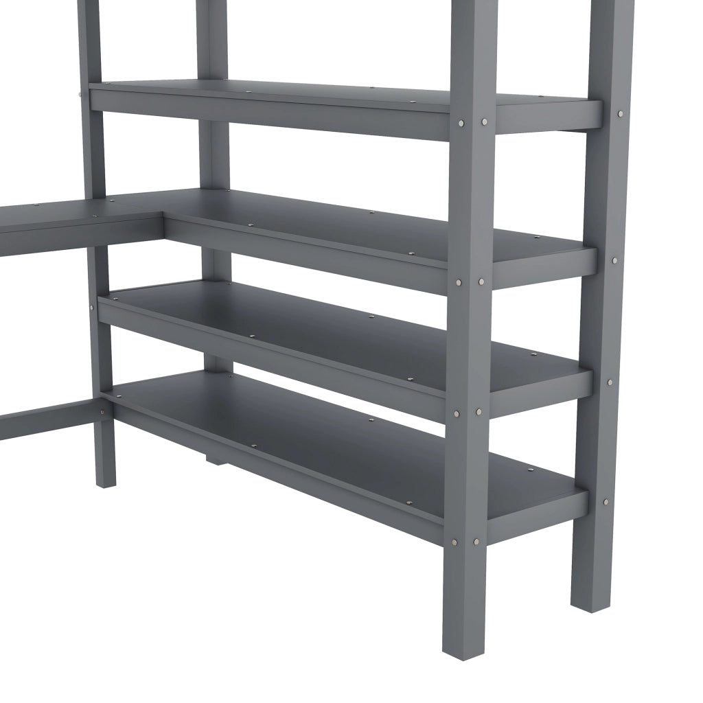 LETTO A CASTELLO CON SCRIVANIA 140 x 200 cm GRIGIO
