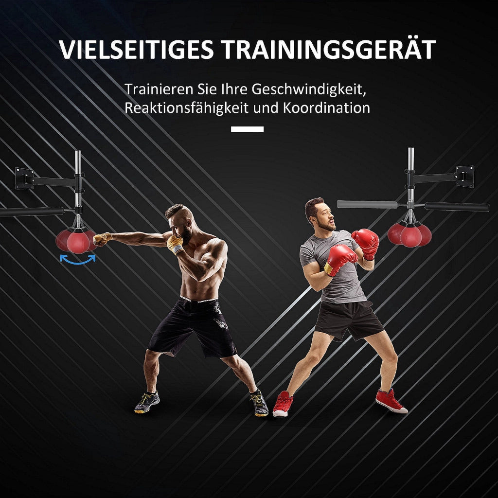 Supporto per Boxe con Palla Velocit¨¤ e Asta Riflesso ¨C Xylo ¨C Montaggio a Parete, Altezza Regolabile, Nero/Rosso
