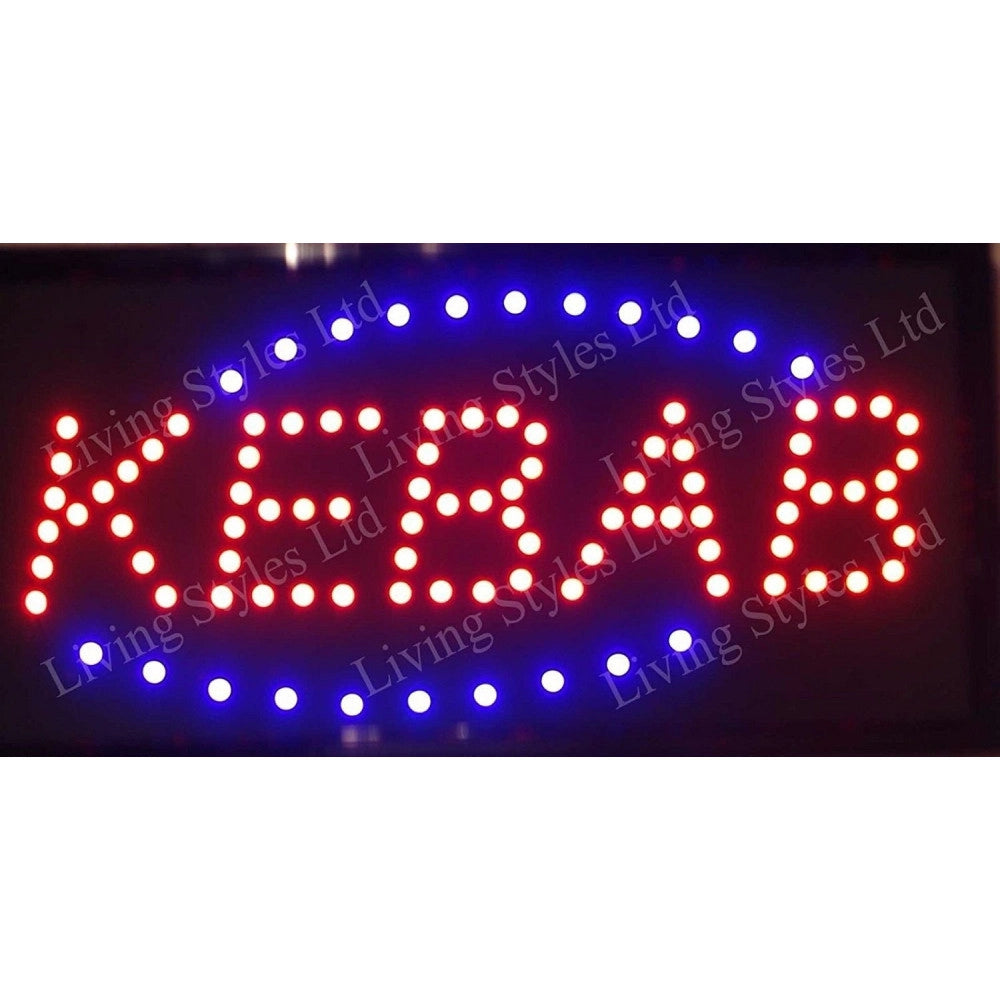 Trade Shop - Insegna Luminosa A Led Con Scritta Kebab Con Ganci 50 X 25 Cm 220v -