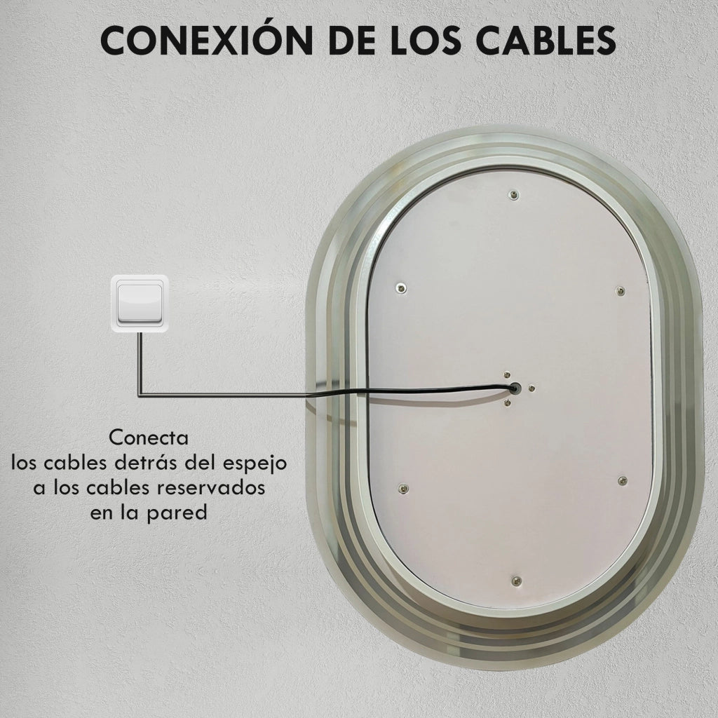 Specchio da Bagno con Luce LED ¨C Minimal ¨C Bianco 70x50 cm