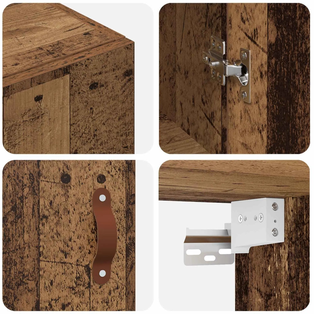 Mobiletto a muro 2 pcs Legno vecchio 69,5 x 34 x 90 cm 3394572
