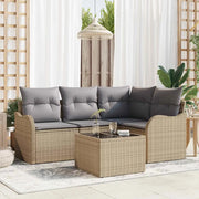Set Divano da Giardino con archiviazione 5 pcs Nero polyrattan 3354359