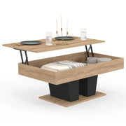 IDMarket - Tavolino rettangolare alzabile in legno e nero ELIAD