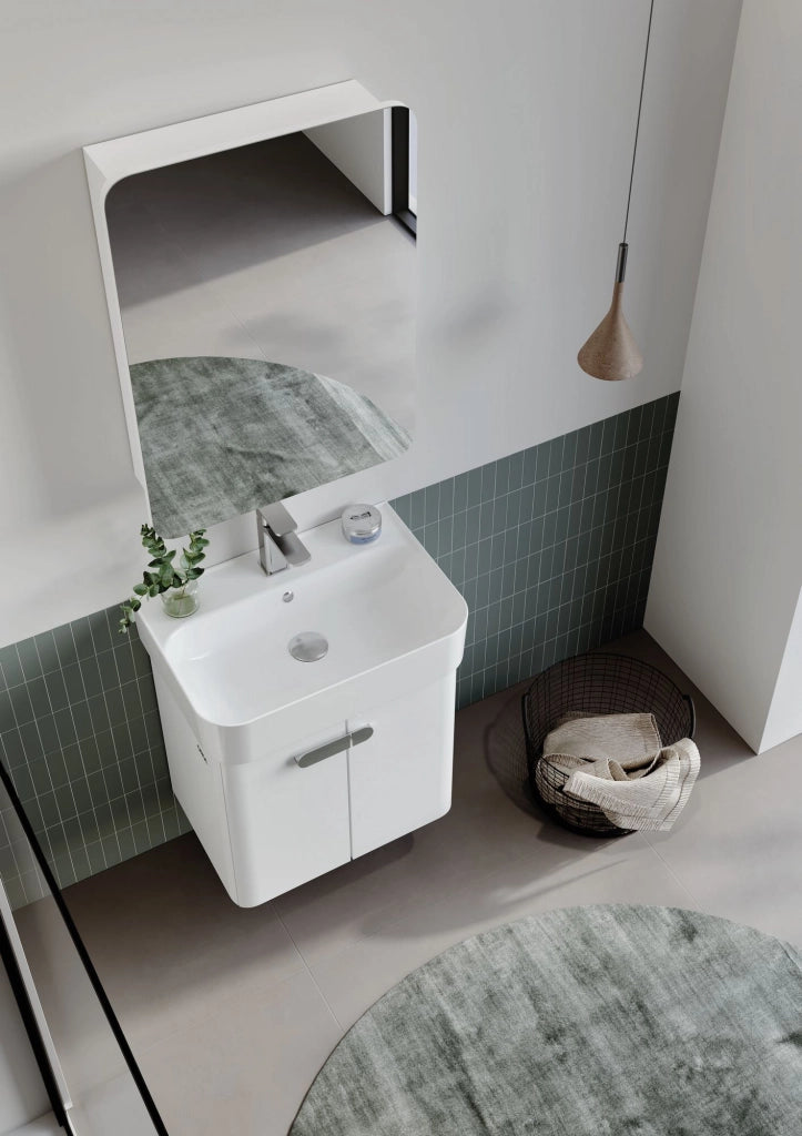 Mobile da bagno con specchio "Orbit 50" - 50 x 16 x 71 cm - Bianco