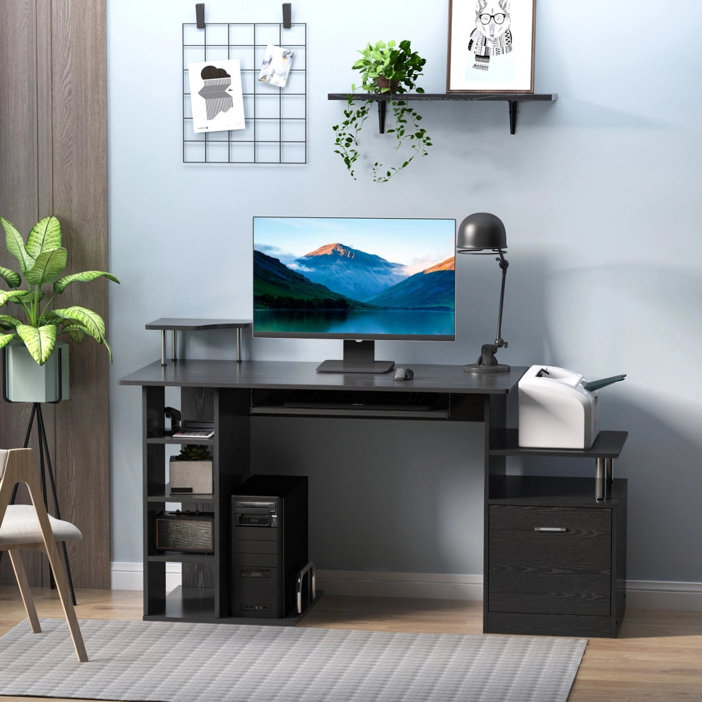 Scrivania con 6 cassetti e ripiani ¨C Minimal ¨C 152x60x88 cm nero