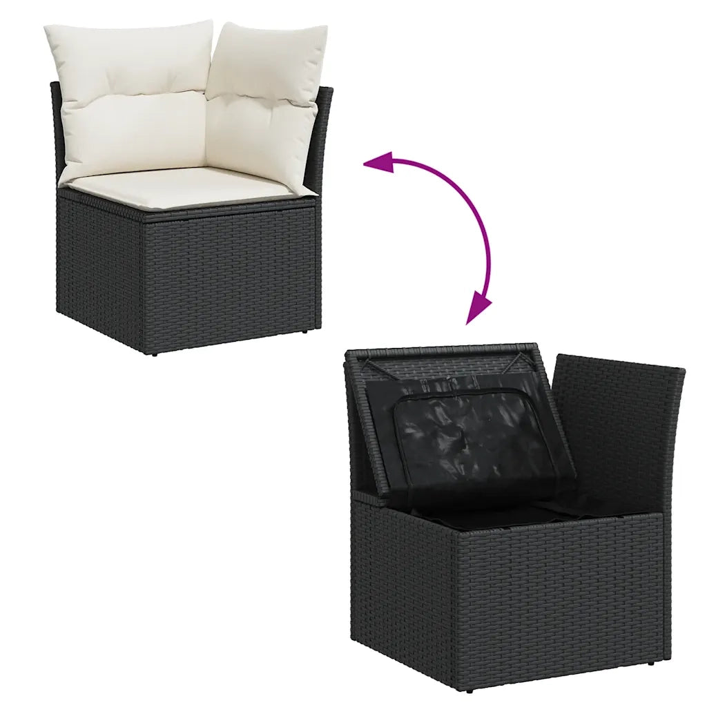 Set Divani da Giardino 9 pz con Cuscini Nero in Polyrattan 3327185