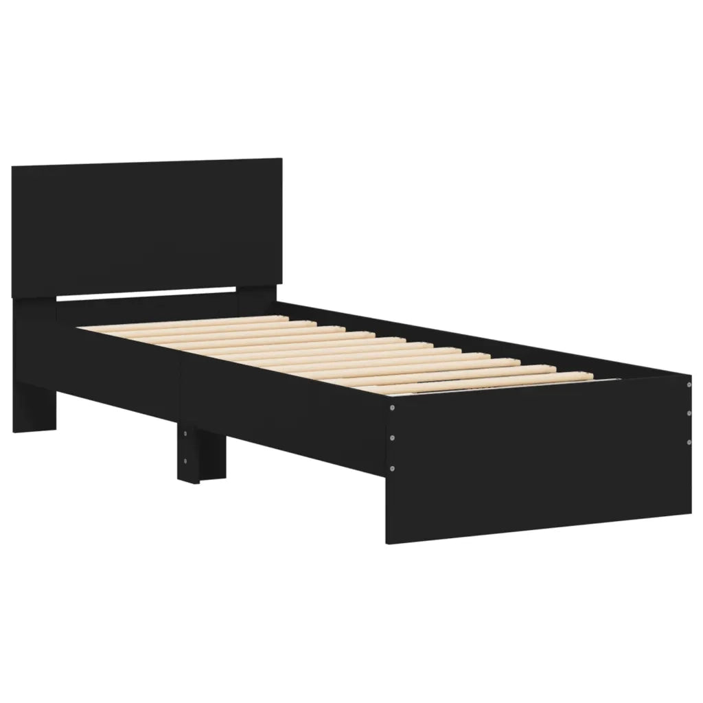 Giroletto con Testiera e LED Nero 75x190 cm 838842