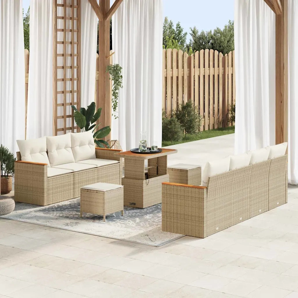 Set Divano da Giardino 10 pcs Beige polyrattan 3363011