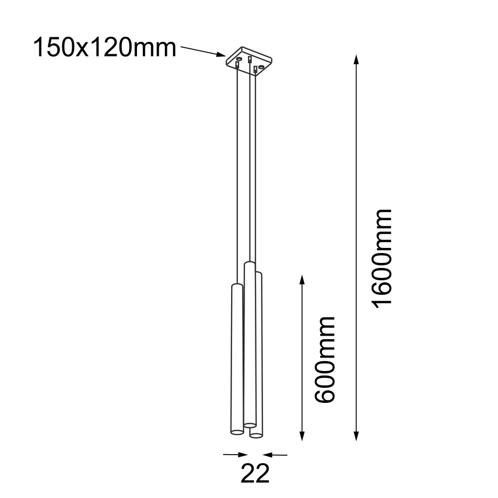 Lampada sospesa minimalista Kosame ottone 3-luci G9 Shilo