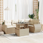 Set Divano da Giardino 6 pz con Cuscini Beige in Polyrattan 3326639