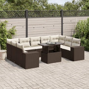 Set Divani da Giardino 10pz con Cuscini in Polyrattan Marrone 3269373