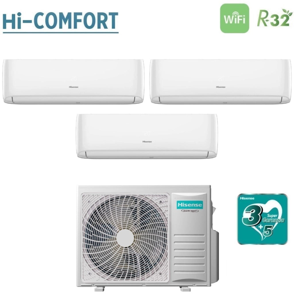 Condizionatore Trial Split Hisense Hi-Comfort 9+9+18 con 3AMW72U4RJC R-32 Wi-Fi Integrato