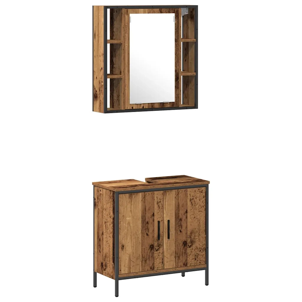 Set di mobili per il bagno 2 pcs Marrone Legno multistrato 3332498