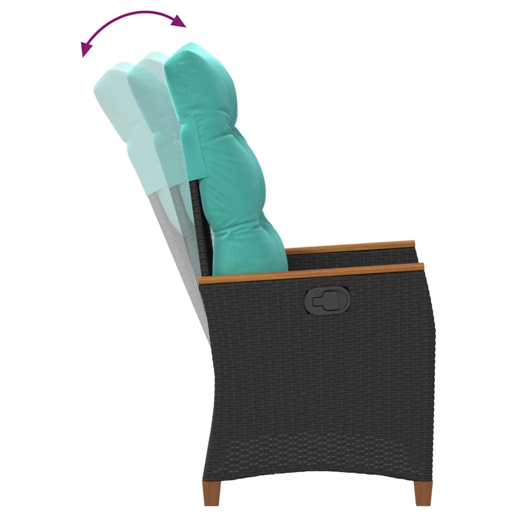 Sedia da giardino reclinabile Nero e Turchese polyrattan 42026863
