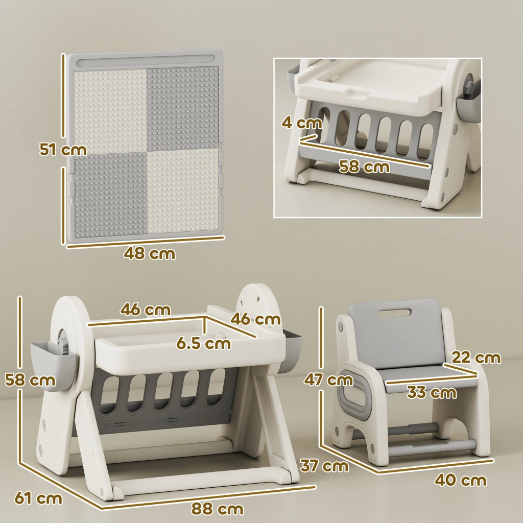 Tavolo per Bambini con Cassetti ¨C Minimal ¨C Grigio e Bianco