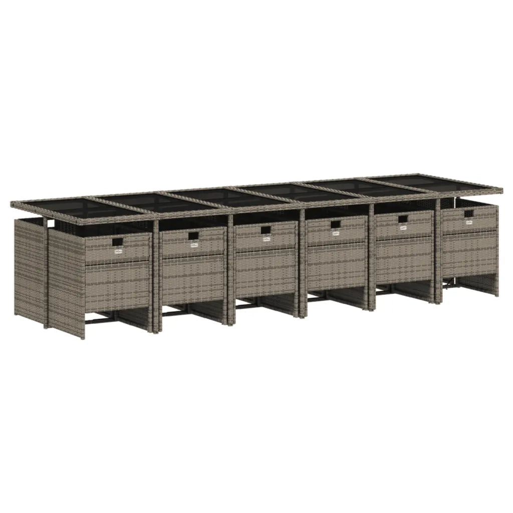 Set da pranzo da giardino da 13 pz con Cuscini in Polyrattan Grigio 3277716