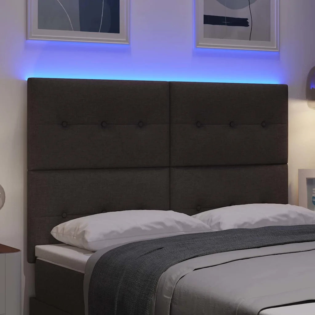 Testiera LED con strisce LED Marrone Scuro 144 cm Tessuto 3338426