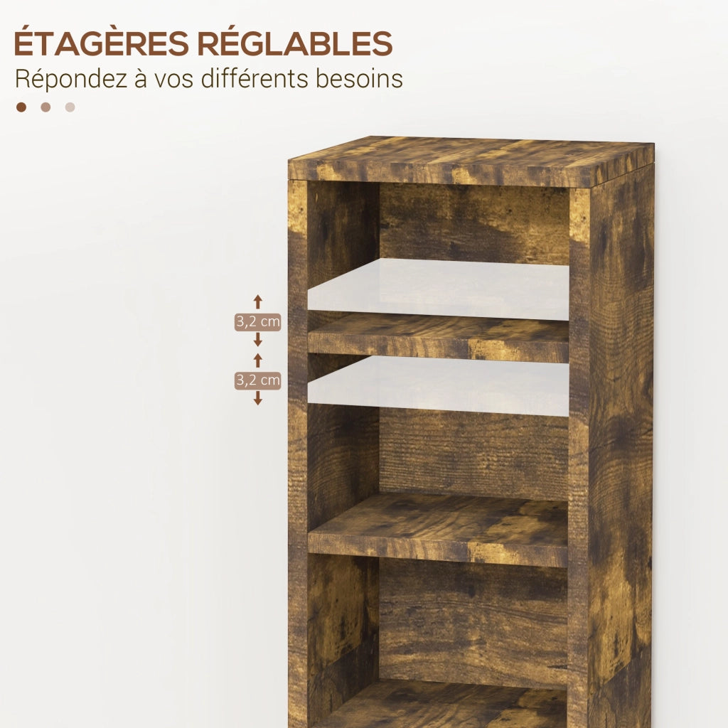 Armadio a colonne per CD ¨C Minimal ¨C 2 pezzi, 12 scomparti, 21x22.5x88.5 cm, marrone rustico