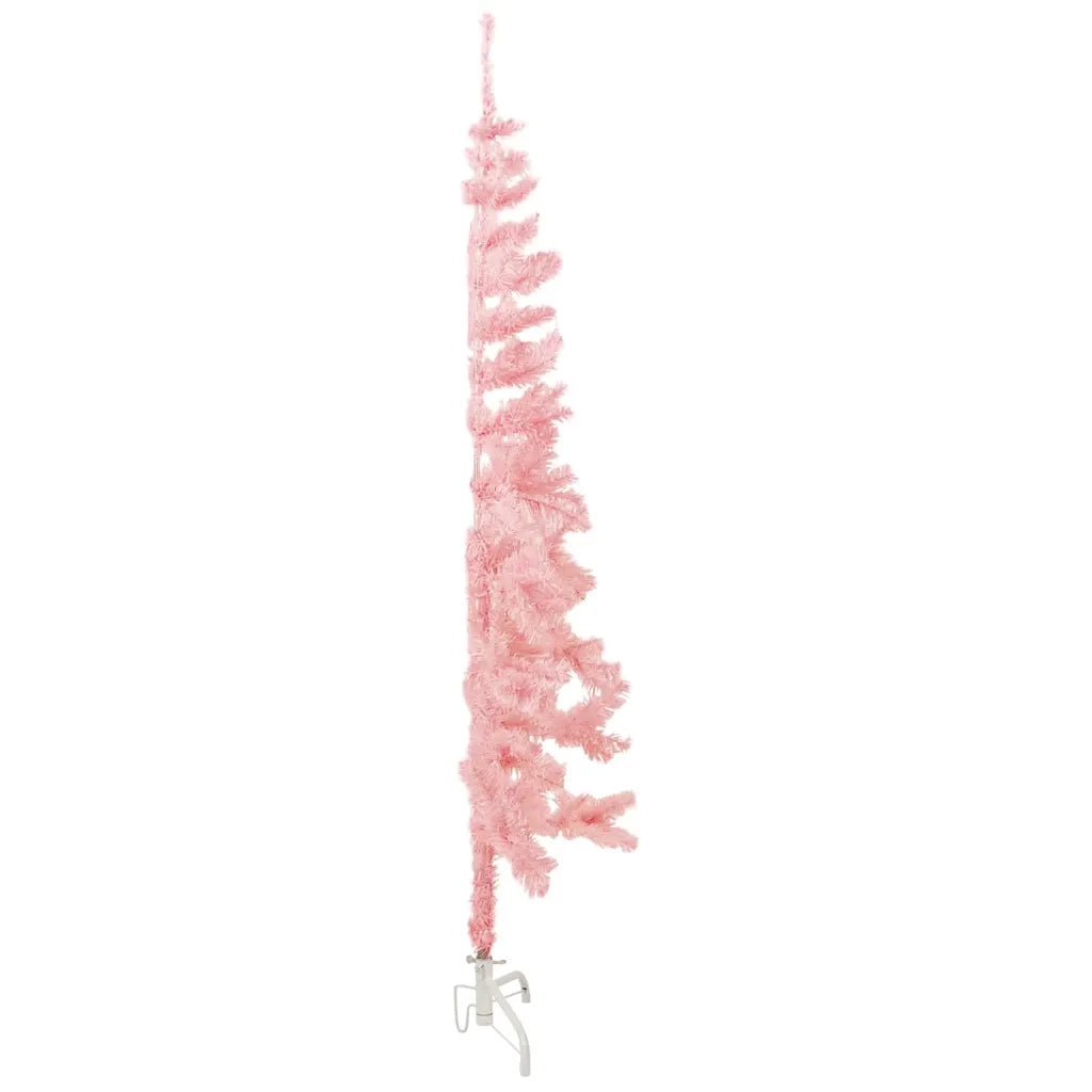 Albero Natale Artificiale Sottile a Metà e Supporto Rosa 150 cm 344570