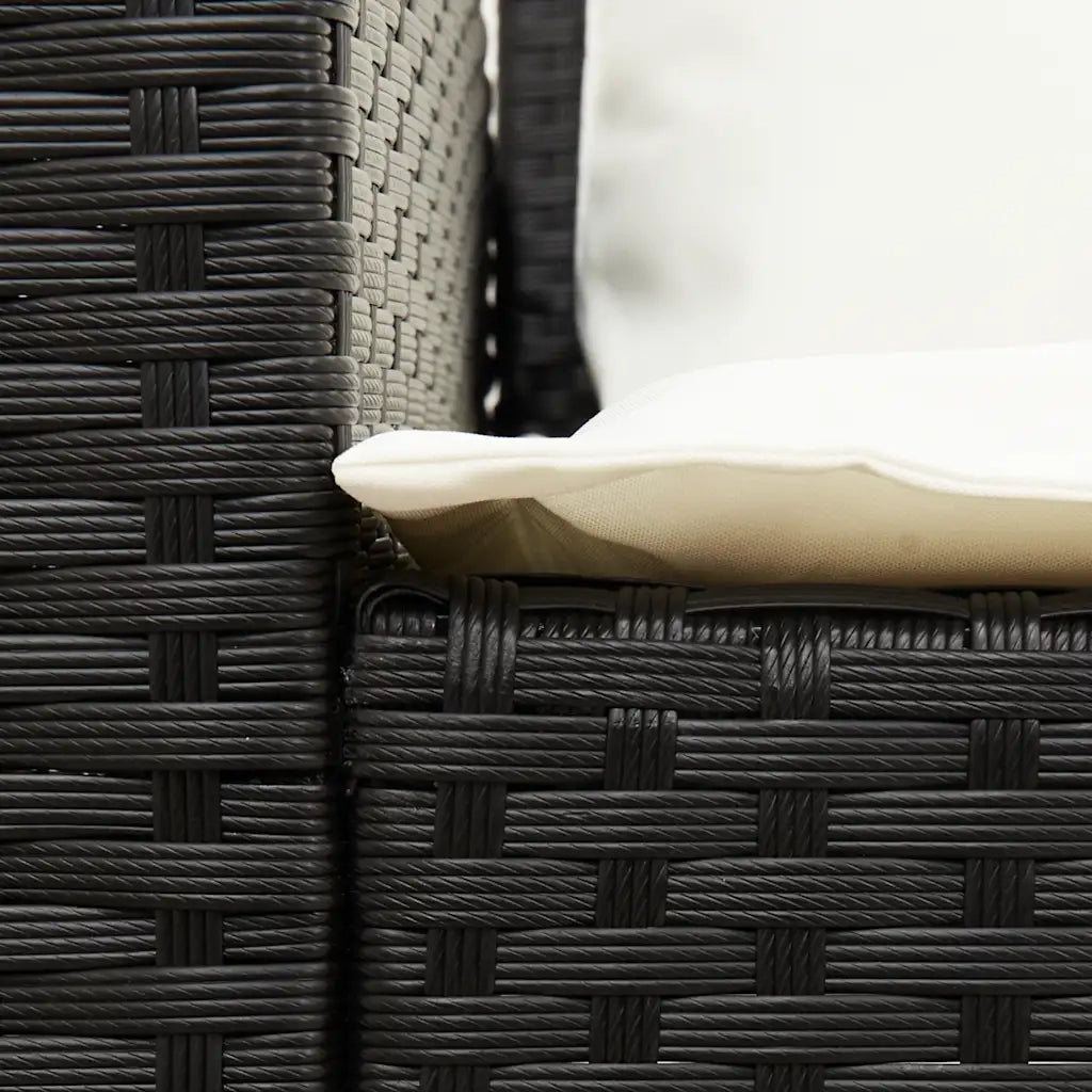 Set Divani da Giardino 4 pz con Cuscini Forma L Polyrattan Nero 3365324