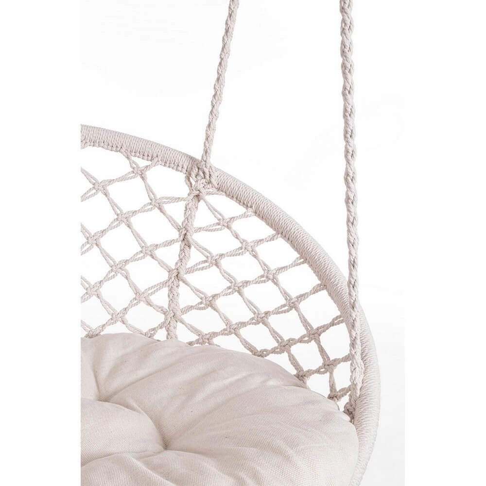 Poltrona Amaca Pensile in Macramé con Cuscino Rotonda - MONTANA