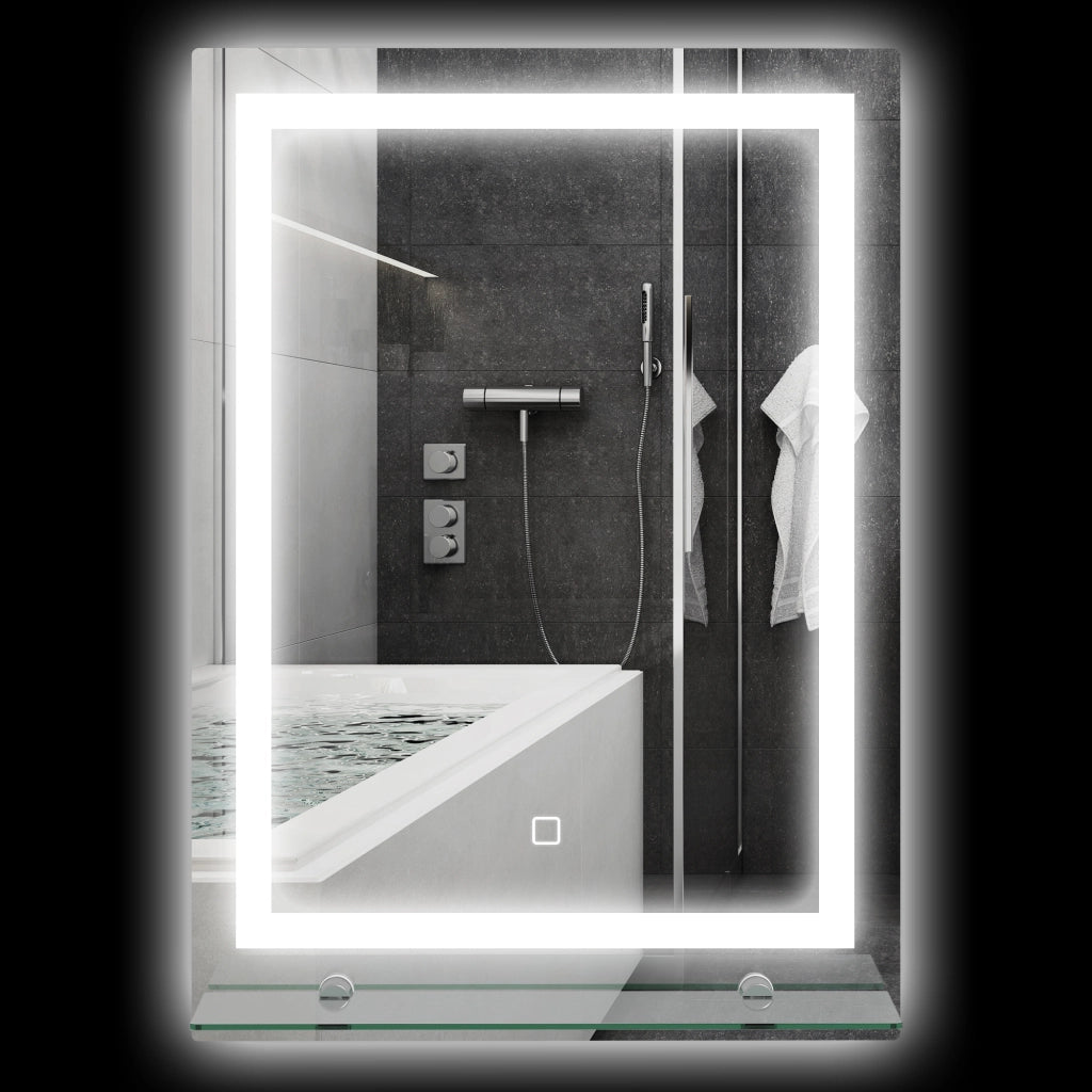Specchio LED per Bagno con Ripiano Integrato ¨C Zephmum ¨C Bianco 60x30x15