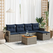 Set Divano da Giardino 6 pz con Cuscini Grigio in Polyrattan 3325813