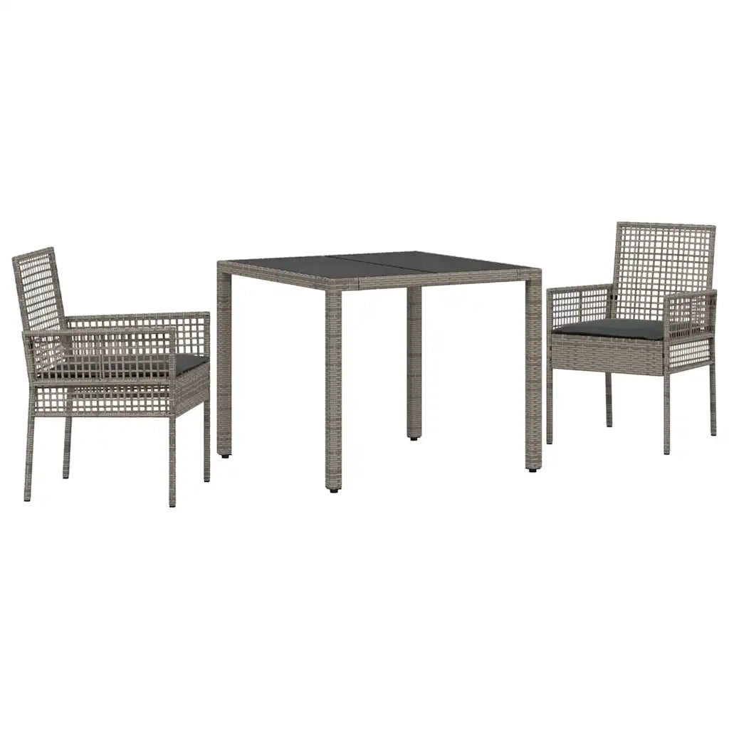 Set da Pranzo per Giardino 3 pcs Grigio polyrattan 3334871