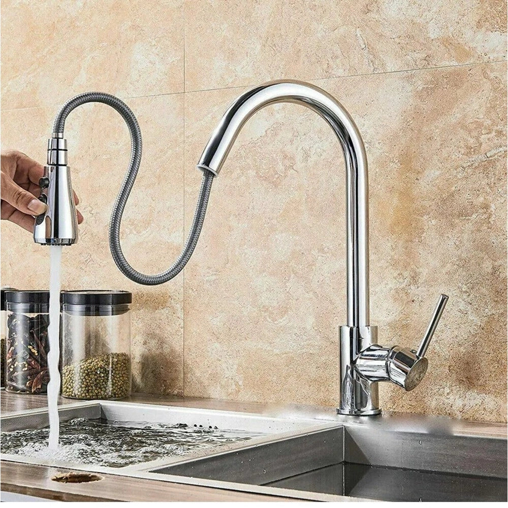 Trade Shop - Miscelatore Per Cucina Rubinetto Con Doccetta Estraibile Monocomando Cromato 79570 -
