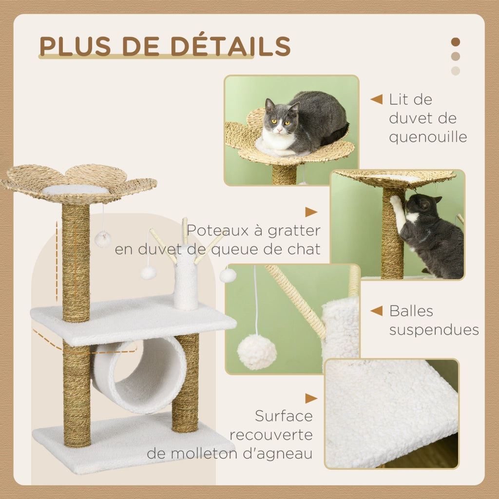 Arbre ¨¤ chat griffoir con tunnel e piattaforma ¨C Minimal ¨C 56x40x91 beige