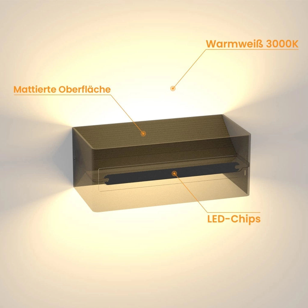 ZMH Applique a LED moderna con luce su e giù lampada da parete nera IP20