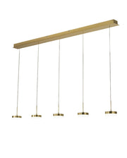 Lampada a sospensione Dunk 5 luci Fabas Luce - LED 40W dimmerabile - Ottone satinato Design lineare