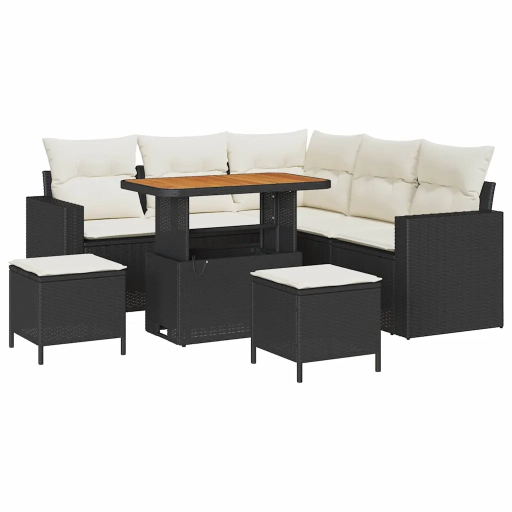 Set Divano da Giardino 8 pcs Nero polyrattan 3361615