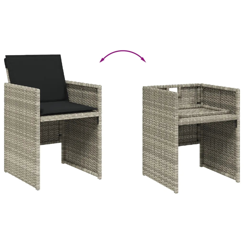 Set Pranzo da Giardino 9pz con Cuscini Grigio Chiaro Polyrattan 3277726