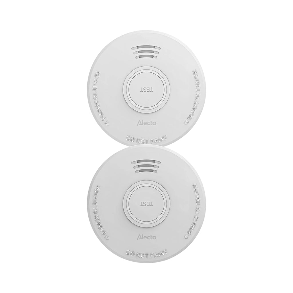 Confezione da 2 Rilevatori di Fumo da 85 dB con Batteria da 5 anni Certificati EN14604 Bianco Alecto