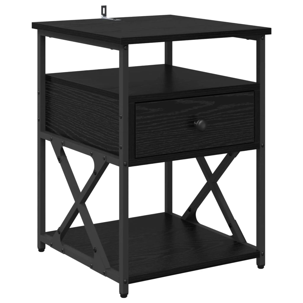 Armadio da Notte Rovere Nero 40 x 42 x 55 cm Legno multistrato 881885