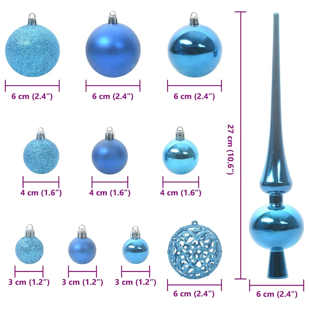 Set di Palle di Natale con 150 LED 61 pcs Blu Plastica 42018839