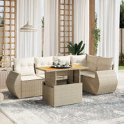 Set Divano da Giardino 6 pz con Cuscini Beige in Polyrattan 3272185