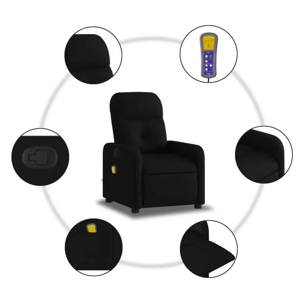 Poltrona Massaggiante | Sedia Relax Reclinabile Nera in Tessuto