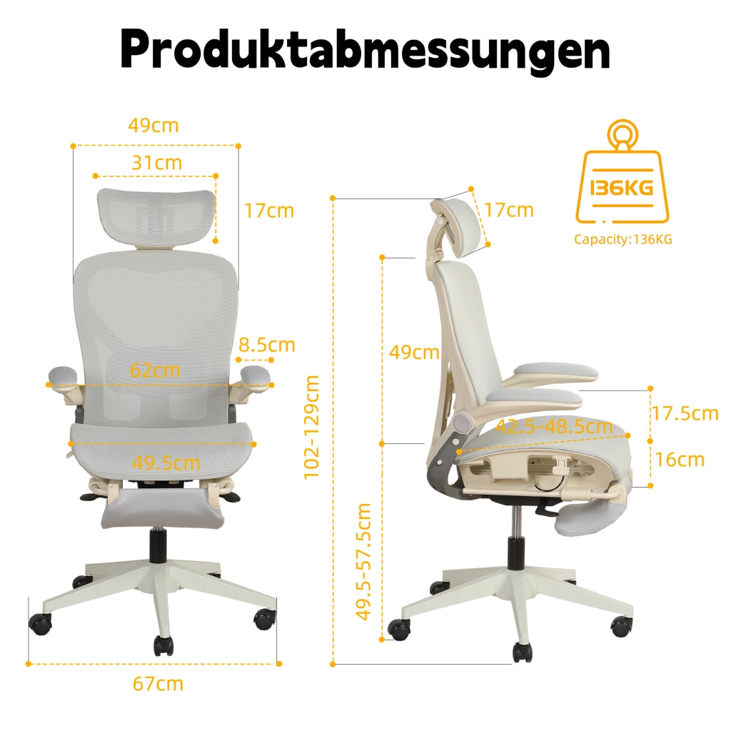 Sedia da ufficio ergonomica ¨C zephmum ¨C grigio