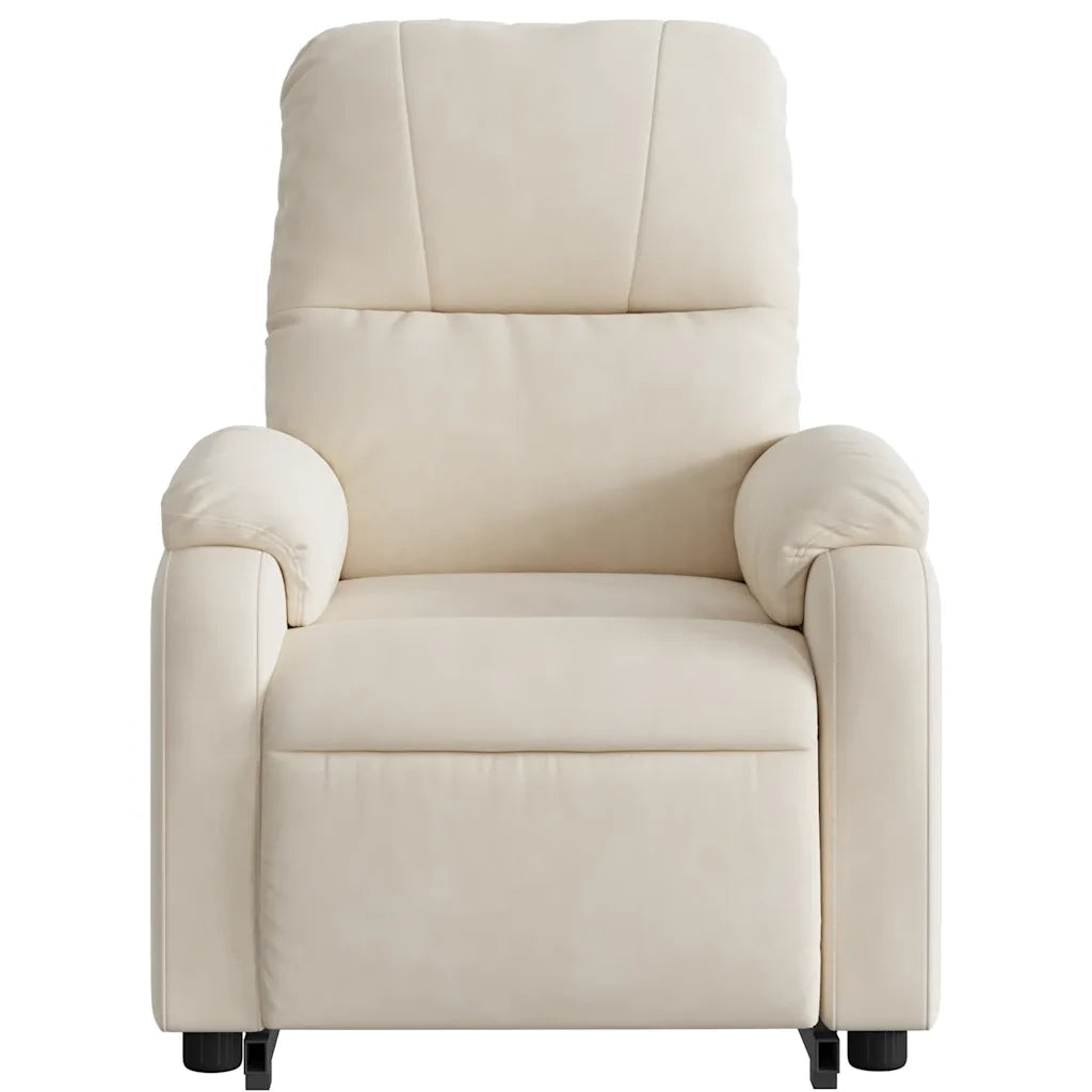 Poltrona a Rialzo Reclinabile Massaggiante Beige in Microfibra 3204955