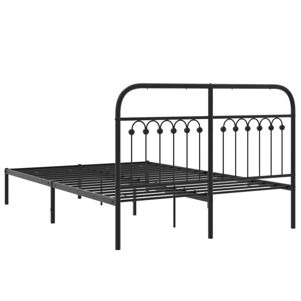 Letto matrimoniale | Letto per adulti | Giroletto con Testiera in Metallo Nero 140x190 cm