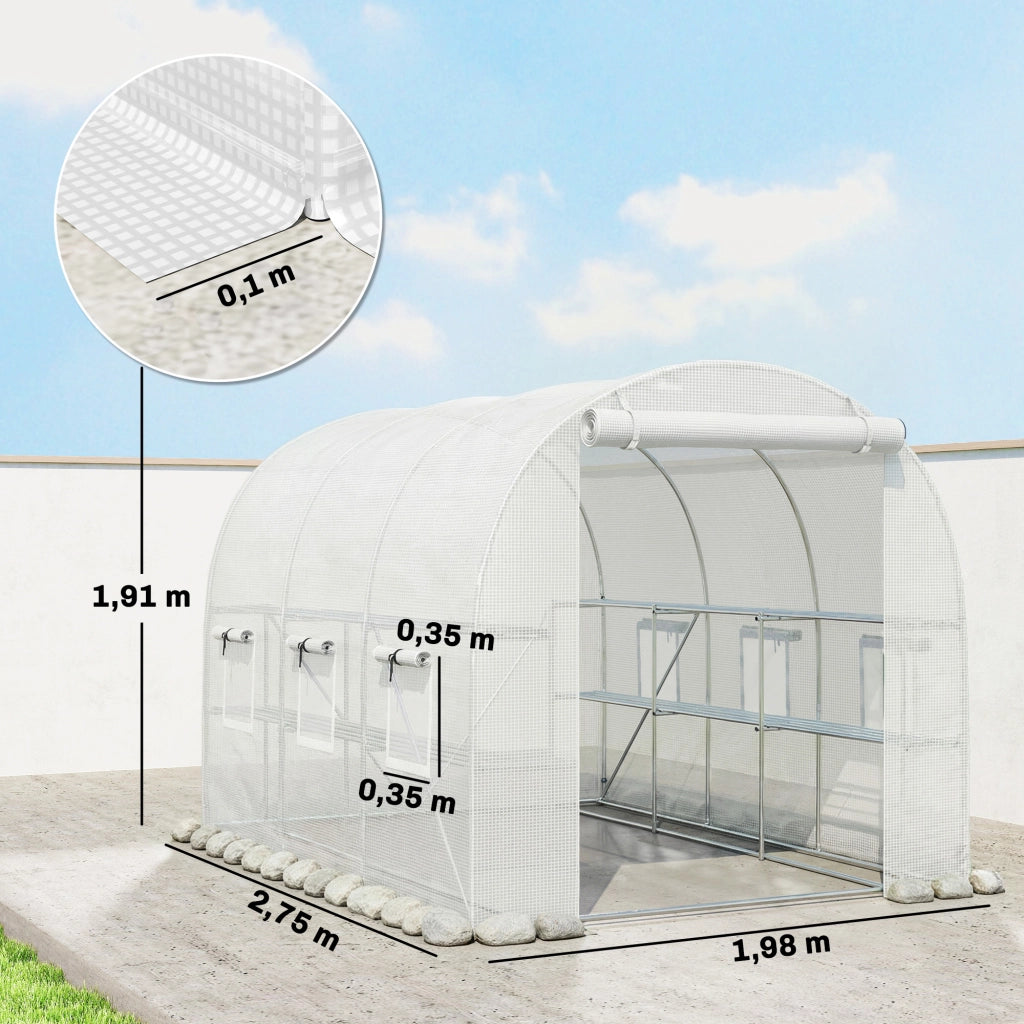Serra a tunnel 2.7x2x2m ¨C zephmum ¨C 6 finestre rete portatile