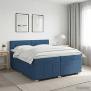 Letto box spring con materasso Blu 200 x 200 cm Tessuto 3451296
