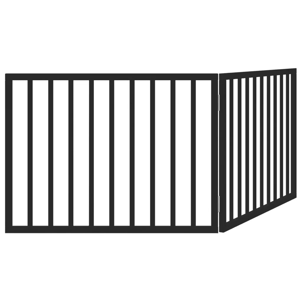 Cancelletto per cani pieghevole 2 pannelli nero 160 cm in legno di pioppo 352192